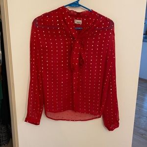 Sheer red and gold shirt